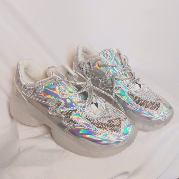 None Shoes - Sparkling, Sequined and Iridescent Sneakers, Size 8, EU 39